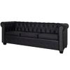 Sofá Chesterfield De 3 Plazas Cuero Sintético Negro 200,5 X 76 X 70 Cm Vidaxl