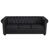 Sofá Chesterfield De 3 Plazas Cuero Sintético Negro 200,5 X 76 X 70 Cm Vidaxl