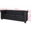 Sofá Chesterfield De 3 Plazas Cuero Sintético Negro 200,5 X 76 X 70 Cm Vidaxl