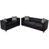 Conjunto De Sofás De 2 Y 3 Plazas De Cuero Artificial Negro 170 X 62,5 X 63 Cm Vidaxl