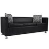 Conjunto De Sofás De 2 Y 3 Plazas Y Sillón De Cuero Artificial Negro 170 X 62,5 X 63 Cm Vidaxl