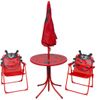 Set Mesa Y Sillas De Jardín Infantil 3 Pzas Con Sombrilla Rojo Vidaxl