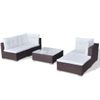 Set Muebles De Jardín 5 Piezas Y Cojines Ratán Sintético Marrón Vidaxl