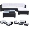 Set Muebles De Jardín 5 Piezas Y Cojines Ratán Sintético Negro Vidaxl