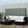 Set Muebles De Jardín 5 Piezas Y Cojines Ratán Sintético Negro Vidaxl