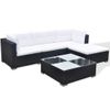 Set Muebles De Jardín 5 Piezas Y Cojines Ratán Sintético Negro Vidaxl