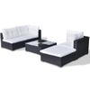 Set Muebles De Jardín 5 Piezas Y Cojines Ratán Sintético Negro Vidaxl