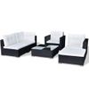 Set Muebles De Jardín 6 Piezas Y Cojines Ratán Sintético Negro Vidaxl