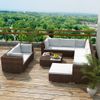 Set Muebles De Jardín 10 Pzas Y Cojines Ratán Sintético Marrón Vidaxl