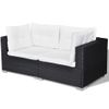 Set Muebles De Jardín 10 Piezas Y Cojines Ratán Sintético Negro Vidaxl