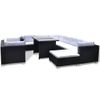 Set Muebles De Jardín 10 Piezas Y Cojines Ratán Sintético Negro Vidaxl