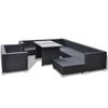 Set Muebles De Jardín 10 Piezas Y Cojines Ratán Sintético Negro Vidaxl