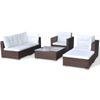 Set Muebles De Jardín Y Cojines 6 Piezas Ratán Sintético Marrón Vidaxl