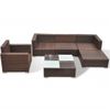 Set Muebles De Jardín Y Cojines 6 Piezas Ratán Sintético Marrón Vidaxl