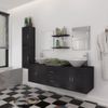 Conjunto De Muebles De Baño Y Lavabo 9 Piezas Negro Vidaxl