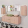 Conjunto De Muebles De Baño Y Lavabo 9 Piezas Beige Vidaxl