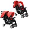 Carrito Para 2 Niños Tandem De Acero Rojo Y Negro Vidaxl