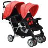 Carrito Para 2 Niños Tandem De Acero Rojo Y Negro Vidaxl