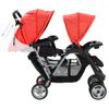 Carrito Para 2 Niños Tandem De Acero Rojo Y Negro Vidaxl