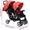 Carrito Para 2 Niños Tandem De Acero Rojo Y Negro Vidaxl