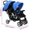 Carrito Para 2 Niños Tandem De Acero Azul Y Negro Vidaxl