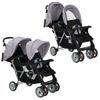 Carrito Para 2 Niños Tandem De Acero Gris Y Negro Vidaxl