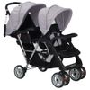 Carrito Para 2 Niños Tandem De Acero Gris Y Negro Vidaxl