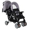 Carrito Para 2 Niños Tandem De Acero Gris Y Negro Vidaxl