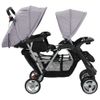 Carrito Para 2 Niños Tandem De Acero Gris Y Negro Vidaxl