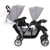 Carrito Para 2 Niños Tandem De Acero Gris Y Negro Vidaxl