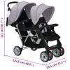 Carrito Para 2 Niños Tandem De Acero Gris Y Negro Vidaxl