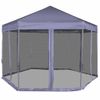 Carpa Desplegable Hexagonal 6 Paredes Blanco Crema 3,6x3,1m Vidaxl