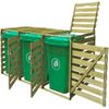 Cobertizo Triple De Contenedor De Basura Madera Impregnada 240l Vidaxl