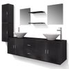 Conjunto De Muebles De Baño Con Lavabo Y Grifo 11 Piezas Negro Vidaxl