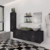 Conjunto De Muebles De Baño Con Lavabo Y Grifo 11 Piezas Negro Vidaxl
