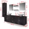 Conjunto De Muebles De Baño Con Lavabo Y Grifo 11 Piezas Negro Vidaxl