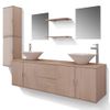 Conjunto De Muebles De Baño Con Lavabo Y Grifo 11 Piezas Beige Vidaxl