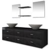 Conjunto De Muebles De Baño Con Lavabo Y Grifo 9 Piezas Negro Vidaxl