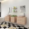 Conjunto De Muebles De Baño Con Lavabo Y Grifo 9 Piezas Beige Vidaxl