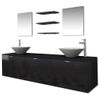 Conjunto De Muebles De Baño Con Lavabo Y Grifo 10 Piezas Negro Vidaxl