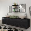 Conjunto De Muebles De Baño Con Lavabo Y Grifo 10 Piezas Negro Vidaxl