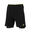 Pantalon Corto Asics Padel Players Negro Amarillo  Talla S