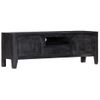 Mueble Para Tv De Madera Maciza De Mango Negro 118x30x40 Cm Vidaxl