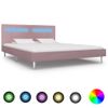 Estructura De Cama Con Led Sin Colchón Tela Rosa 180x200 Cm Vidaxl