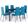 Conjunto De Mesa Y Sillas De Comedor 7 Piezas Azul Vidaxl