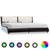 Estructura Cama Con Led Cuero Sintético Negro Blanco 180x200 Cm Vidaxl