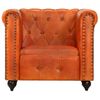 Sillón Chesterfield De Cuero Auténtico Marrón Canela Vidaxl