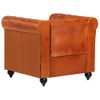 Sillón Chesterfield De Cuero Auténtico Marrón Canela Vidaxl