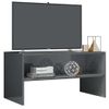 Mueble De Tv Madera Contrachapada Gris Brillante 80x40x40 Cm Vidaxl