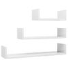 Estantes De Pared 3 Pzas Madera Contrachapada Blanco Brillante Vidaxl